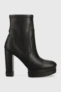 Členkové topánky Guess Bimber dámske, čierna farba, na podpätku, #6688054