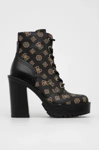 Členkové topánky Guess Kalissa dámske, čierna farba, na podpätku, #9205422