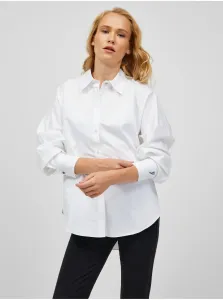 Bavlnená košeľa Guess dámska, biela farba, regular, s klasickým golierom #645397