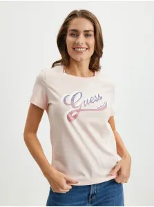 Bavlnené tričko Guess ružová farba #5459162