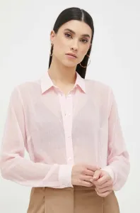 Košeľa Guess dámska, ružová farba, regular, s klasickým golierom #7522005