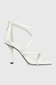 Kožené sandále Guess Leance biela farba #6355984