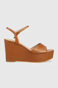 Kožené sandále Guess ZIONE2 dámske, hnedá farba, na kline #7194257