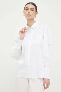 Ľanová košeľa Guess biela farba, regular, s klasickým golierom