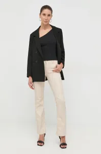 Nohavice Guess dámske, béžová farba, rovné, stredne vysoký pás #9259774