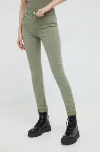 Nohavice Guess dámske, zelená farba, priliehavé, stredne vysoký pás #5885044