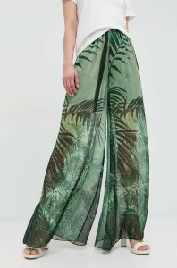 Nohavice Guess dámske, zelená farba, široké, vysoký pás #6980179