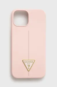 Puzdro Guess Silicone Line Triangle iPhone 13 mini - ružové