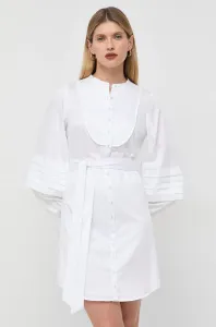 Šaty Guess biela farba, mini, áčkový strih #8165358