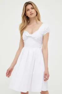 Šaty Guess biela farba, mini, áčkový strih #8612453