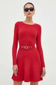 Šaty Guess červená farba, mini, áčkový strih #8588939