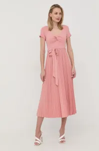 Šaty Guess ružová farba, midi, áčkový strih #9603301