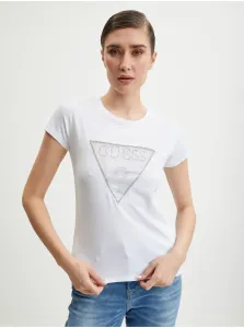 White Women's T-Shirt Guess Crystal - Women #4244688