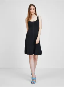 Black Ladies Ribbed Dress Guess Lucille - Ladies #692428