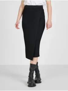 Čierna dámska rebrovaná zavinovacia midi sukňa Guess #710906
