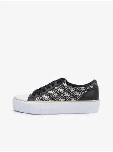 Black Womens Patterned Sneakers Guess Nortin - Women #6099781
