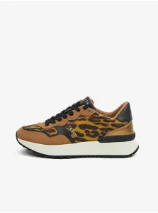 Brown Women's Patterned Sneakers with Leather Details Guess - Women #4731372