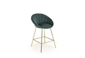 Expedo Barová stolička BIRI, 58x87x52, tmavo zelená/zlatá