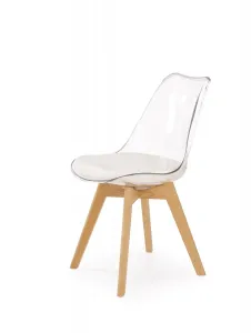 Stolička K246 drevo/ekokoža/polykarbonát biela/transp./buk