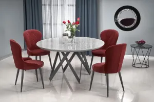 Okrúhly jedálenský stôl Gustimo sivý mramor/čierna