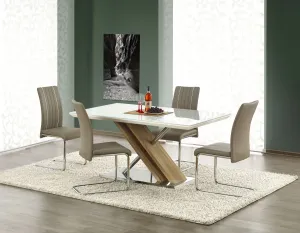 Stôl Nexus 160 Sklo/Mdf/Oceľ – Biely/Sonoma