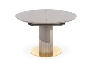 Expedo Rozkladací jedálenský stôl MUSCOT, 120-160x76x120, popol mramor/svetlý popol/zlatá