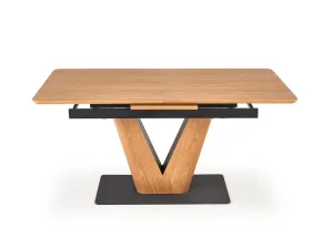 Expedo Rozkladací jedálenský stôl BERTON, 160-200x77x90, dub prírodný/čierna