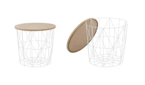 Odkládací stolek Marfel přírodní dřevo/bílá