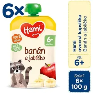 6x HAMI Kapsička ovocná Banán a jabĺčko 100 g, 6+