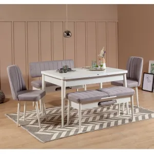 ASIR Jedálenský set stôl, stoličky VINA biela, sivá