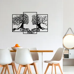 Nástěnná kovová dekorace Stromy s tváří černá