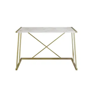 Psací stôl ANEMON biely mramor/zlatý