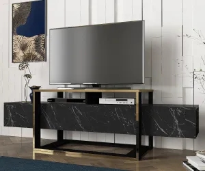 ASIR TV stolík BIANCO čierny, zlatý
