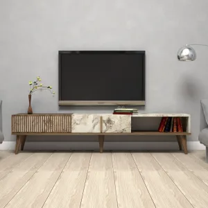 TV stolík Milan 180 cm orech/biely mramor