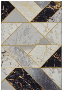 Hanse Home Collection koberce Kusový koberec Flair 105610 Noble Black Grey Gold – na von aj na doma - 160x235 cm