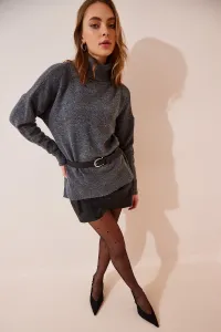 Happiness İstanbul Women's Gray Turtleneck Knitwear Sweater