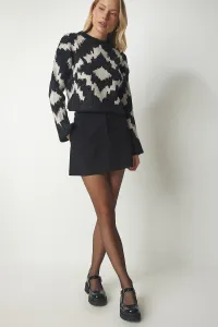 Happiness İstanbul Women's Black Beige Patterned Knitwear Sweater