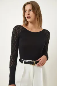 Happiness İstanbul Women's Black Lace Sara Knitted Blouse