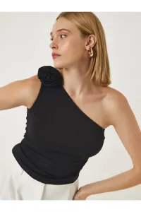 Happiness İstanbul Women's Black One-Shoulder Sandy Knitted Blouse