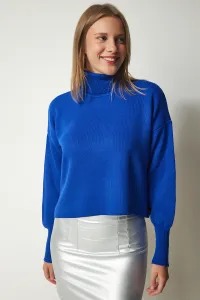 Šťastie İstanbul Dámsky Modrý rolák Ležérny pletený sveter