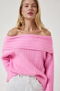 Happiness İstanbul Women's Candy Pink Madonna Collar Knitwear Sweater