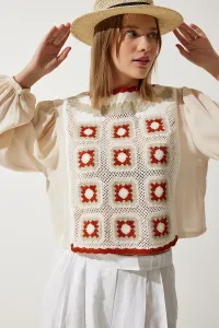 Happiness İstanbul Women's Cream Embroidered Woven Blouse