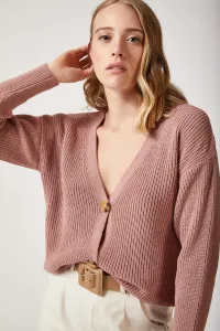 Happiness İstanbul Women's Pale Pink V-Neck Buttoned Knitwear Cardigan