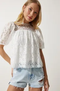 Happiness İstanbul Women's White Lace Knitted Blouse