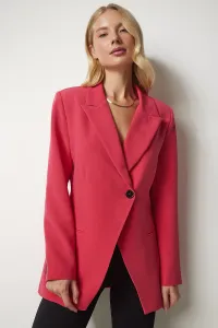 Happiness İstanbul Women's Pink Double Breasted Collar One-Button Blazer Jacket