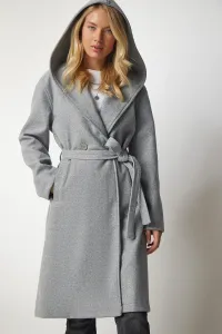 Šťastie İstanbul Dámsky sivý kabát s kapucňou #7630679