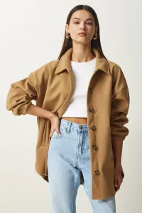 Happiness İstanbul Women's Biscuit Buttoned Pocket Oversize Shirt Jacket