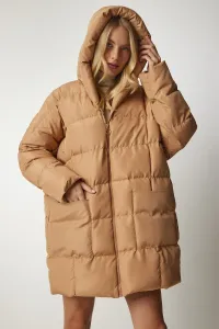 Happiness İstanbul Women's Biscuit Hooded Oversized Puffer Coat