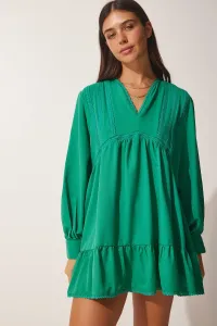 Happiness İstanbul Women's Dark Green Guipure Detail Tunic Dress