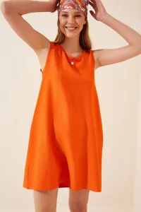 Happiness İstanbul Women's Brick Sleeveless Linen Viscose A-Line Dress #6065480